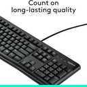 Logitech K120 Full Size Wired Keyboard USB Plug-and-Play Windows - Black