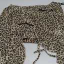 SHENHE Women's Leopard Print Halter Crop Top Y2K Print Ruffle Slim Fitted Asymmetrical T Shirts, XS