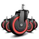 Office Chair Wheels Replacement, 3 Inch Heavy Duty Anti-Tangle Nylon Roller Wheels Set of 5, Office Desk Gaming Chair Black Casters for Hardwood Floors Carpet (11x22mm)