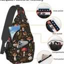 Vintage Elephant Sling Backpack Unisex Crossbody Chest Bag Shoulder Chest Bag For Women Men Hiking Travel, Mushroom Snail Berry