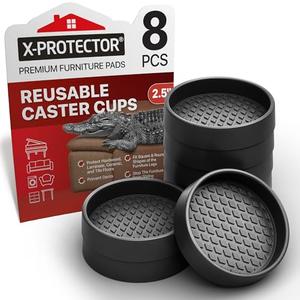 Furniture Cups X-PROTECTOR – 2.5" Caster Cups 8 PCS – Round Furniture Coasters – Ideal Bed Stoppers – Non Skid Furniture Pads with a Perfect Design – Rubber Furniture Pads - Protect Any Flooring!