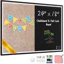 Magnetic Chalkboard Felt Bulletin Board Combination, 24"x18" Large Blackboard & Felt Cork Board Combo, Self-Adhesive Push Pins Vision Board for Home, School and Office