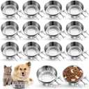 Silkfly 14 Pack Stainless Steel Hanging Dog Crate Bowls, Non-Spill Kennel Food & Water Bowls with Screw Clamp Holders, Removable, Easy to Clean Metal Cage Feeder for Pets(19 oz)