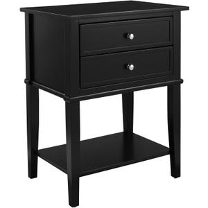 Ameriwood Home Franklin Accent Table with 2 Drawers, Black Finish, Engineered Wood Construction Ameriwood Home Franklin Accent Table with 2 Drawers, Black Finish, Engineered Wood Construction