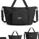 BAGSMART Foldable Travel Bag, 37L Expendable Personal Item Bag, Lightweight Weekender Bags for Women, Water Resistant Extra Carry on for Travel, Black
