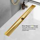 Neodrain 36-in Brushed Brass Rectangular Linear Shower Drain with Brick Pattern Grate, 304 Stainless Steel Bathroom Floor Drain, Gold Linear Drain with Hair Strainer,CUPC Certified