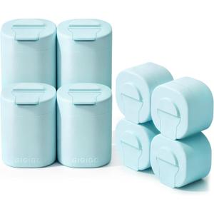 GIGIGO Magnetic Travel Containers Pale Cyan Set, 8-Pack Leakproof Refillable Cosmetic Capsules (0.68/1.69/3.04 fl oz) for Toiletries, Travel Size Jars with Lids & Labels for Skincare, Creams, Lotion
