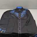 SALVAJE OESTE Western Embroidered Cowboy Shirts for Men, Casual Button Down Long Sleeve Shirt Floral Design Retro Shirt L