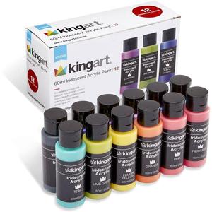 KINGART Studio Acrylic Craft Paint, 60ml Bottle, Set of 12 Iridescent Colors