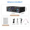 400W Home Audio Amplifier with Bluetooth 5.0, 2 Channel Stereo Receiver, Dual Karaoke Mics, FM Radio, USB/SD Playback for Home Theater, Garage, Party