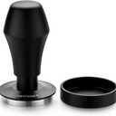 Normcore V4 Coffee Tamper 53.3mm - Spring-Loaded Tamper - Barista Espresso Tamper with 15lb / 25lb / 30lbs Replacement Springs - Anodized Aluminum Handle and Stand - Flat Base, Black