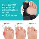 Bunion Corrector Women & Men Big Toe - 1 Pair Bunion Splint Brace - Adjustable Bunion Correction with Soft Gel - Splint Brace for Pain Relief - Toe Straightener with Non-slip Strap(Black)