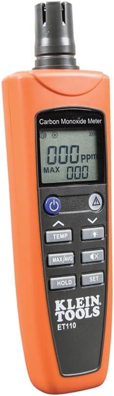 Klein Tools ET110 CO Meter, Carbon Monoxide Tester and Detector with Exposure Limit Alarm, 4 x AAA Batteries and Carry Pouch Included