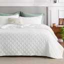 Bedsure Boho Quilt Twin XL Size White, Elegant Diamond Pattern, Ultra Soft Lightweight Bedspreads & Coverlets, Quilted Bedding Sets 3 Pieces for All Seasons