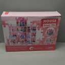 4 Stories Doll House for Girls, DIY Dollhouse Accessories Playhouse with Furniture and 11 Rooms, Pretend Play House with Lights for Kids, Portable Building Dolls Playset Toys Kit Gift for Ages 6+