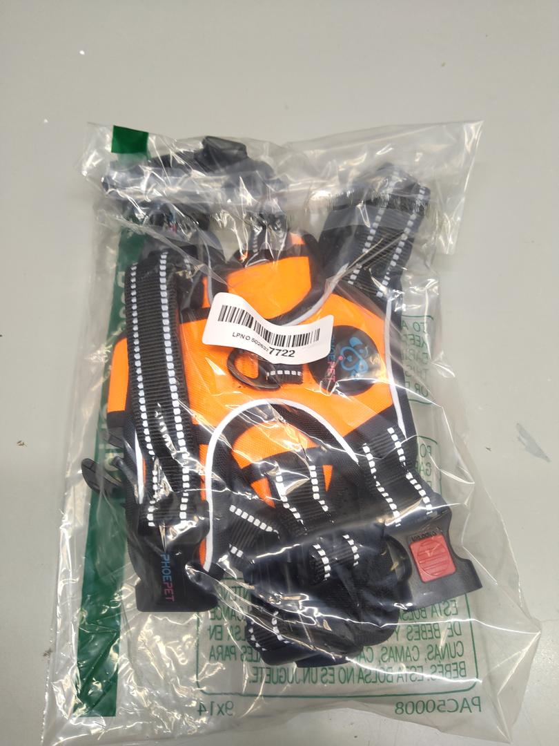 PHOEPET No Pull Dog Harness Medium Reflective Front Clip Vest with Handle,Adjustable 2 Metal Rings 3 Buckles,[Easy to Put on & Take Off](M, Orange)