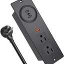 Recessed Power Strip with 15W Wireless Charger, Haiaoyyds Flush Mount Power Strip with 2 Outlets, 2 USB, and 6.56FT Flat Plug Cable, Furniture Recessed Outlet for Drawer, End Table, Sofa, Cabinet