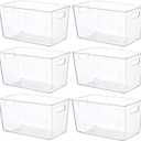 Vtopmart 6 PCS Clear Plastic Storage Bins, Pantry Organizer Containers with Handle for Refrigerator, Fridge, Cabinet, Kitchen, Countertops, Cupboard, Home Organization and Storage, XL