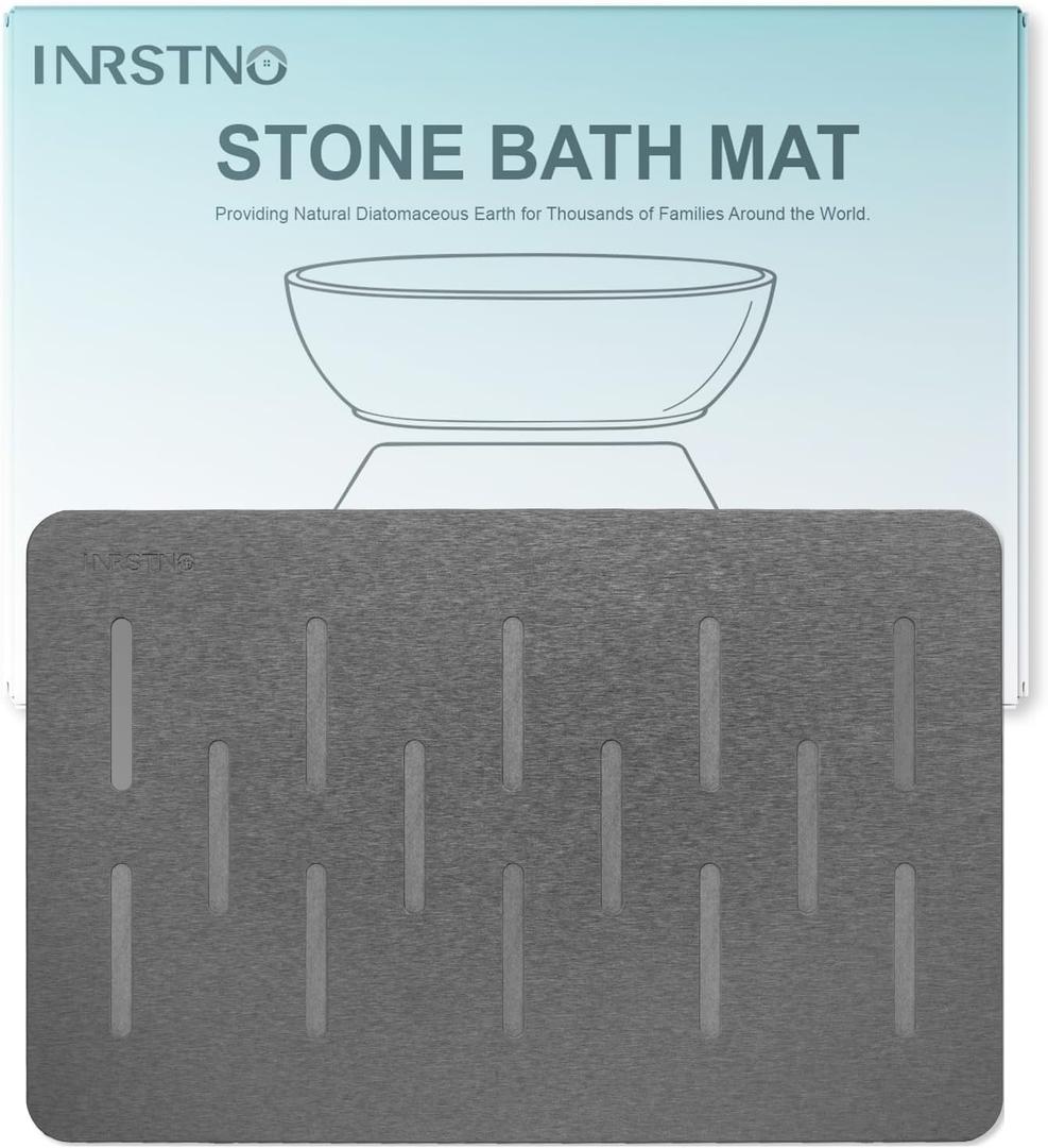 Extra Large Stone Bath Mat, 31.5'' x 20'' Diatomaceous Earth Stone Mat, Non-Slip Shower Rug, Quick Drying Stone Mats for Large Bathroom, Quick Drying, Easy to Clean (Dark Grey)