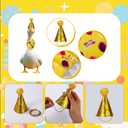 3 x Happy Birthday Porch Goose Outfit, Glitter Hat and Triangular Bandana Set for 23"/ 17'' Goose Costume Clothes for Outdoor Yard Garden Lawn Statues Art Decoration (Yellow)