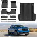 Floor Mats Bed Liner for Ford Maverick 2022-2024 2025 Gas Model, All Weather TPE Mat for Maverick Accessories (Bed Liner+Floor Mats+Under Seat Storage Mats+Door Sill Protectors)