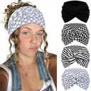 Tobeffect 7 Inches Extra Wide Headbands for Women, 4 Packs Boho Large Turban Head Bands Bandana Hair Scarves Womens Fashion Headband Sport Workout Yoga Hairband African Knotted Headwraps