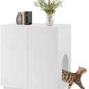 Unipaws Tall Cat Litter Box Enclosure with Shelves, Hidden Litter Box Cover for Tall or Top Entry Litter Box, Kitty Enclosed Litter Box Cabinet, Cat Box Furniture，White