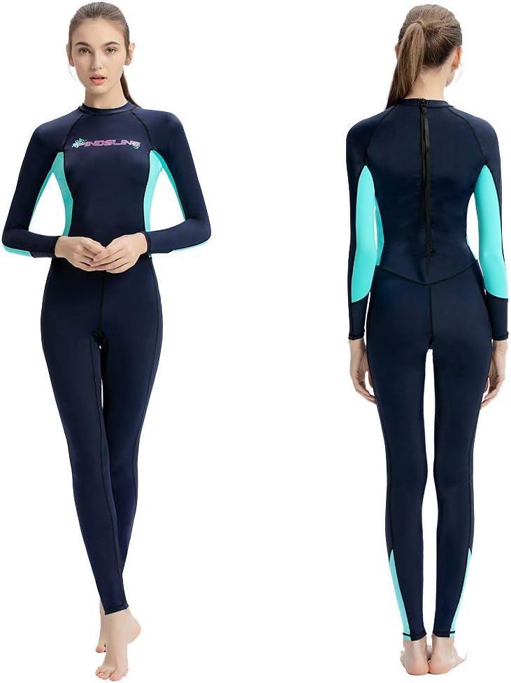 Dive Skins Full Body Swimsuit Wetsuit Scuba Rash Guard Diving Suit for Women Men Adult, Long Sleeve Swimwear One Piece UV Protection Quick Dry Sunsuit for Surfing Snorkeling Kayaking (X-Small, Blue)