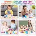 FCSONU Toddlers Montessori Coin Box Toys for 1 2 3 Year Old Boys Girls, Drawer Box Toy for Ages 2-4 Kids, Learning Color Sorting Sensory Toys, New Year Birthday for Baby 12-18 Months