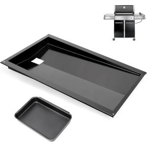 QuliMetal Grease Tray with Catch Pan for Weber Genesis 300 Series Gas Grills with Side Control Knob (2007-2010), Genesis E310, Genesis E320 Drip Pans Replace Weber #67767/67758 Genesis Grease Tray
