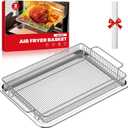 Air Fryer Basket for Oven, Air Fryer Basket and Stainless Steel Baking Tray Pant Oven Air Fryer Pan Rack for Cooking Baking Dishwasher and Broiling (13.1" * 8.8" & 12.8" * 9.6")