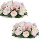 Flower Balls for Centerpieces Wedding Peony - 2 Pcs Artificial Centerpiece Flower, Small Rose Balls, Fake Flower Ball Arrangement Bouquet for Party, Anniversary, Home, Pink & Purple
