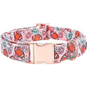 Bobo Rainbow Dog Collars, Fall Rugby Print Puppy Collar Durable Metal Collar Cute Soft Pet Collar Adjustable Dog Collar for Large Dogs