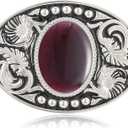 Western Belt Buckle Longhorn Eagle Rooster Cowboy Rodeo Belt Buckles Cowboy Accessories for Men Women (2# Opal)