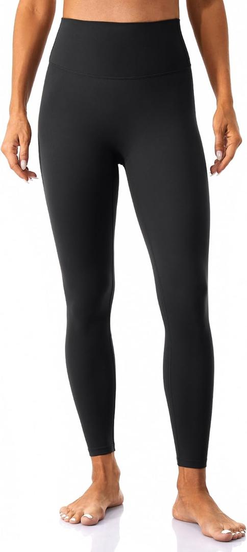 Lavento Women's All Day Soft Yoga Leggings 23"/ 25"/ 28" - No Front Seam Workout Active Legging for Woman (6, Black)