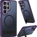 MAKAVO Magnetic for Samsung Galaxy S26 Ultra Case with Stand, Compatible with MagSafe, Slim Translucent Matte Military-Grade Drop Protection Phone Cover, Purple
