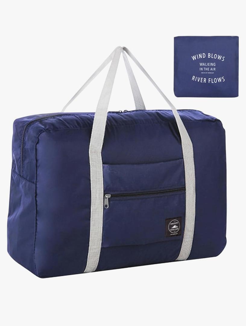 Foldable Travel Duffel Bag Tote Carry on Luggage Bag Spirit Airlines Personal item Sports Gym Bag Water Resistant Weekender Overnight Bags for Women and Men (Blue)