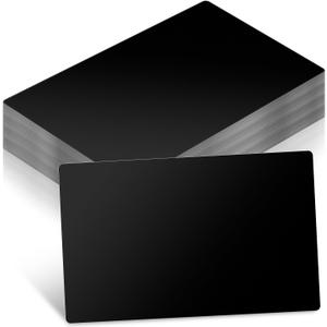 100pcs Black Metal Business Cards Alloy Metal Business Card Blanks for Laser Engraving Customer DIY Cards (Glossy & Matte Black)