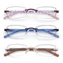 LOVIVY 3 Pack Rimless Reading Glasses for Women Blue Light Blocking Readers Tinted Edge Spring Hinge Pattern Print Arm Eyeglasses Mix 2.00