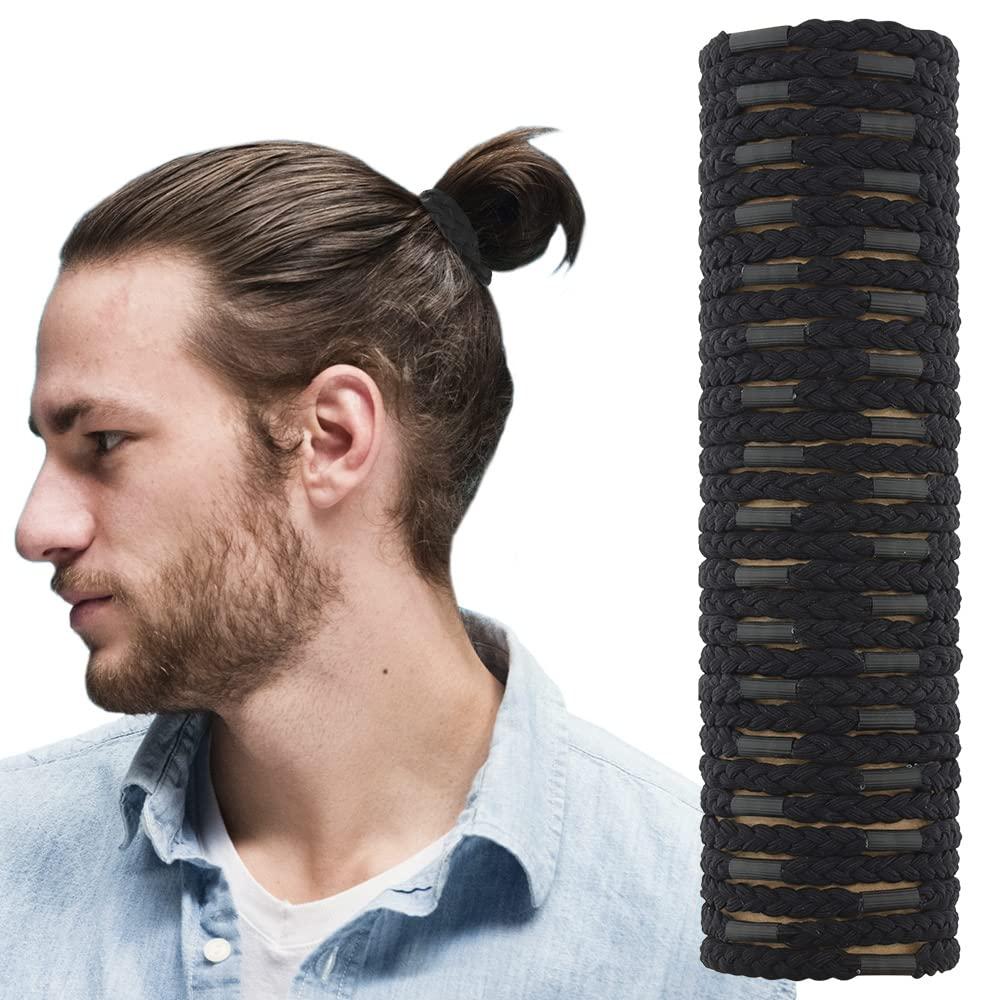 32 PCS Black Hair Ties for Men Guys Women Girls, FASOTY Hair Ties Bracelets Elastic Ponytail Holders Hair Bands Hair Accessories