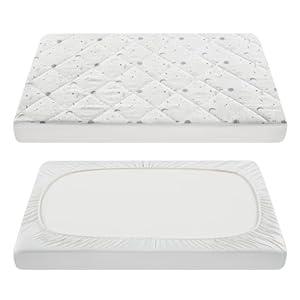 TILLYOU Pack and Play Sheets for Toddler Mattress, Mini Crib Sheets Fitted Up to 3" Deep, Breathable and Soft fit 39"x27", The Little Sun