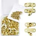 20 Pieces Jewelry Box Hardware Thickened Solid Antique Right Latch Hook Hasp Horn Lock Wood Jewelry Box Latch Hook Clasp and 80 Replacement Screws (Gold)