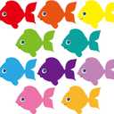 Eaasty 200 Pieces Fish Paper Cutouts Classroom Bulletin Board Decorations Colorful Fish Shape Accents for Wall Decor School Party Supply Teachers DIY Craft(6 Inch)