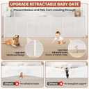 Upgrade Retractable Baby Gates Extra Wide(120" W x 42" H), 120 inch Reinforced Retractable Dog Gate to Prevent Crawling Through, Retractable Gate Outdoor/Indoor, Real One-Handed Operation, White