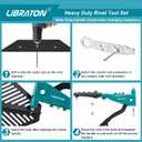 Libraton Heavy Duty Rivet Gun, Pop Rivet Gun Set, Professional Hand Riveter, Manual Riveting Tool with 110Pcs Rivets and 4 Interchangeable Heads, for Metal, Wood and Plastic