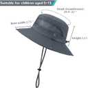 Kids Sun hat for Girls Boys Outdoor Breathable Sun Protection UPF 50+ Cap Wide Brim Summer Beach Bucket hat (5-13 Years, 2 Pack Dark Grey & Light Beige)