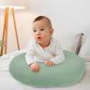 SWESEN Muslin Nursing Pillow Cover, Soft Removable Cover for Breastfeeding Pillows, Pillow Slipcover for Baby Boys and Girls, Comfortable & Breathable, Green, Washable (Only Cover)