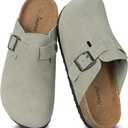 Cork Footbed Suede Clogs for Women - Memory Foam Orthopedic House Shoes with Arch Support Size 11