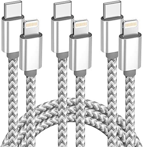 USB C to Lightning Cable 3Pack 6 FT Apple MFi Certified iPhone Fast Charger Type c to Lightning Cable Nylon Braided iPhone Cord for iPhone 13 12 11 Pro Max Xr Xs 8 7 6 Plus and More