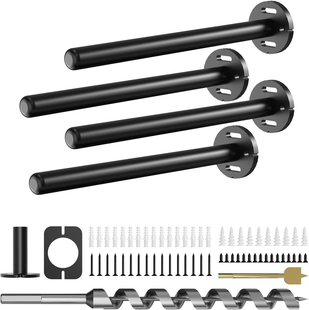 4pcs Wall Shelf Brackets Heavy Duty Floating Shelf Bracket Hidden,Invisible Black Shelving Brackets Decorative Floating Shelf Hardware Heavy Duty,Metal Shelf Support Bracket (8 inch-4pcs)